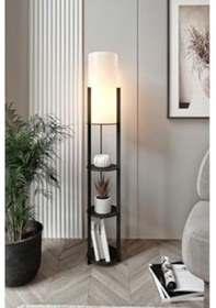 Resim Radiante Lambader Siyah Minimalist Modern Tasarım, Kompakt Kare Taban 23x23 Cm , 135 Cm Yükseklik, Led Ve E27 Ampul Uyumlu, Göz Yormayan Işık, Kolay Kurulum, Dar Alanlar İçin Dekoratif Aydınlatma 