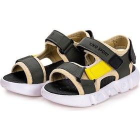 Resim Kiko Kids Cırtlı Yürüyüş Erkek Çocuk Sandalet 2722-27 Haki - Sarı 