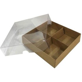 Resim Asetat Kapaklı Karton Kutu 12X12X3 Cm 4 Bölmeli Kutu 10 Adet K N11.5444 
