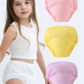 Resim 3 adet Bebek Eğitim Tuvalet Kağıdı Pantolonu - Yıkanabilir Yumuşak Ones Elastik Bel Bandı ile, Çeşitli Renkler (Pembe, Sarı, Lavanta) - Kolay Bebek Bezi Değişimleri ve Tuvalet Kullanımı için Nazik Ones, Tuvalet Eğitimi, Eğlenceli Giyim, Kolay Bakım Malzemesi 