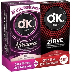 Resim Okey Nirvana Prezervatif 20'li + Zirve Prezervatif 10'lu 