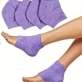 Resim 2 adet Nemlendirici Jel Astarlı Topuklu Çoraplar - Erkekler ve Kadınlar için Fuzzy Spa Ayaksız Çoraplar, Rahat Ayakkabılar | Fuzzy Dokulu Çoraplar | Rahat Ayakkabılar 