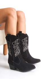 Resim Riccon Qiraveth Kadın Western Kısa Çizme 001250061 Siyah Süet 