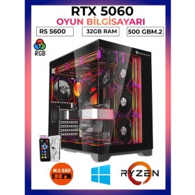 Resim Gameline Pro X4 Ryzen 5 5600 32GB Ram 500GB M.2 Nvme SSD RTX5060 Oyuncu Free Dos Masaüstü Bilgisayar 