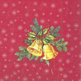 Resim Kırmızı Yılbaşı Çanlı Yemek Peçetesi 