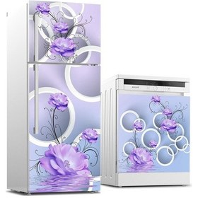 Resim Buzdolabı Ve Bulaşık Makinası Beyaz Eşya Sticker Kaplama Mor Çiçe (498531575) 