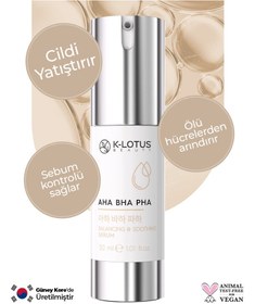 Resim K-lotus aha bha pha cilt onarıcı, ölü hücrelerden arındırıcı ve dengeleyici cilt serumu 28ml 