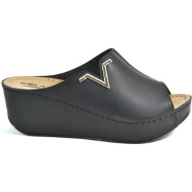 Resim Solariz Z6145 Dolgu Topuk Siyah Anatomik Kadın Terlik 