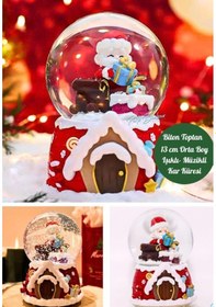 Resim Yılbaşı 2025 Noel Baba Hediyeleri 13 Cm Orta Boy Işıklı Müzikli Kar Küresi 59b 