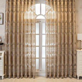Resim 1 Adet Avrupa tarzı kahverengi lüks villa perdesi, üst halkalı, oturma odası balkon yatak odası için karanlık ve ısı yalıtımlı tül perdeler 
