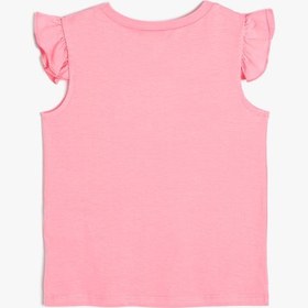 Resim Kız Bebek Atlet Kelebek Kollu İşleme Detaylı Bisiklet Yaka Pamuklu 