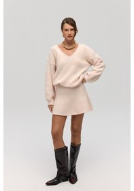 Resim Mai Collection Mai Studios Co. Nordis Volanlı Pembe Triko Mini Etek Pembe 