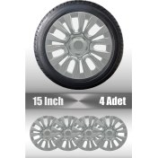 Resim Renault Modus Laguna Espace Spring 15" Inç Uyumlu 4 Adet 1 Takım Gri Kırılmaz Esnek Jant Kapağı 010 