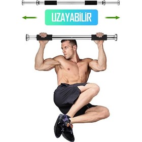 Resim Kapı Barfiksi Süngerli Krom Koridor Barfix Aleti Demiri Şınav Çubuğu Chin Up Pull Up Demiri 62-100cm 