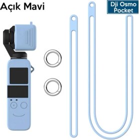 Resim Eldenör Ally Dji Osmo Pocket Koruyucu Silikon Kılıf+El ve Boyun Strap ASKISI-(5775) 