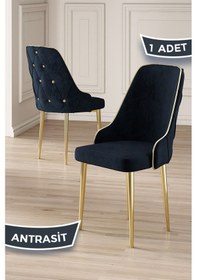 Resim Canisa Krax Serisi, 1.sınıf Babyface Kumaş Mutfak Sandalyesi, Gold Metal Ayak, 1 Adet Antrasit Sandalye Sandalye Antrasit Ayaklar Gold 