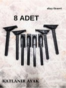 Resim AKAY TİCARET Sofra Ayağı Katlanır Yer Sofrası Sini Altı Siyah Plastik Ayak Laptop Sehpası 22 Cm (8 ADET) 