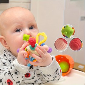 Resim Rustik 3'ü 1 Arada Diş Kaşıyıcı Oyuncak - Canlı Renklerle Plastik Duyusal Oyuncak, Pil Gerekmez, Güvenli Toksik Olmayan Malzeme, Noel, Cadılar Bayramı, Doğum Günleri İçin Mükemmel Hediye, Oyuncak 