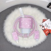 Resim Avrupa standartlı elmas çıkartmalı iPhone 16/15/14 orijinal veri kablosu şarj koruyucu kılıf 