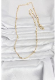 Resim Cm 14k Gold Renk Burgu Ve Top Zincirli Model 60 Cm Kadın Kolye - Ebj260207w39441 Renkli 