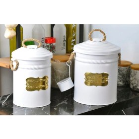 Resim Feyza Design 2'li Metal Bulaşık ve Çamaşır Deterjan Kovası Beyaz Set 