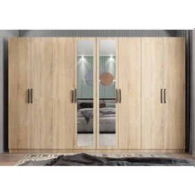 Resim Terra 8 Kapaklı Dolap Gardırop Meşe 