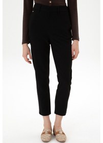 Resim U.S. Polo Assn. Kadın Siyah Carrot High Fit Kanvas Pantolon 50316902-VR046 