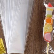 Resim 50'li Paket Şeffaf Uzun Şeker Hediye Torbaları, Düğün ve Doğum Günü Süslemeleri için Kurabiye Lolipop Plastik Çantalar 