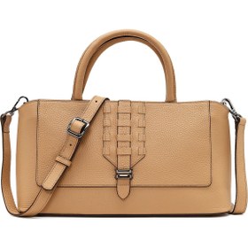 Resim Woman Beige Long Strap Leather Arm Bag 