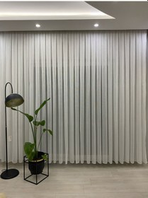 Resim 4001 Ağır Gramajlı Modern Ekru Tül Perde 1/2,5 Orta Normal Pileli Ekru 