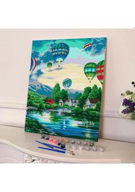 Resim Sayılarla Boyama Seti 40 X 50 Cm Tuval Şasesine Gerili Uçan Balonlar 