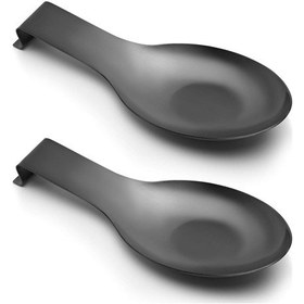 Resim Mutfak Tezgahı, Pişirme Gereçleri, Kaşık, Kepçe Tutucu İçin Siyah Paslanmaz Çelik Kaşıklık, 24,4 X 9,5 Cm 2 Adet 