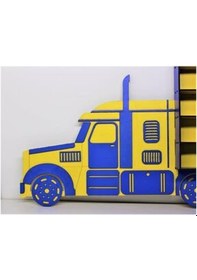 Resim Belinayçocukdünyası Ahşap Tır Model Oyuncak Araba Rafı 50-Sarı 