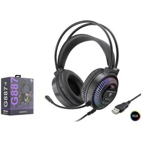 Resim Büro Ev Ofis si İçin Siyah Usb Rgb Işıklı Gaming Kulaklık Kablolu Oyuncu Kulakliğı 