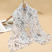Resim Boho Chic Uzun Şal - Müzik Notları Baskı - Hafif, Esnek Olmayan Polyester, Rahat Geziler ve Şenlikli Durumlar için Mükemmel, Tüm Mevsimler için Çok Yönlü Dekoratif Şal, Şenlikli Aksesuar|Boho Chic Stili|Hafif Şal 