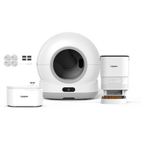 Resim Xenon Smart Akıllı Kedi Tuvaleti Paslanmaz Çelik Kase Mama Kabı Led Işıklı Su Pınarı ve Filtre 4'lü Pet Seti 