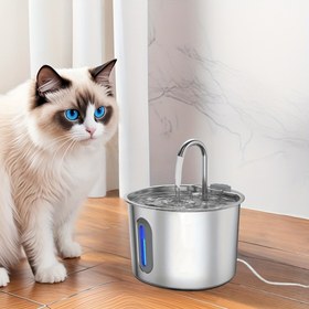 Resim 2.2L/74.4oz Ultra Silent Otomatik Kedi Su Çeşmesi, Şeffaf Pencere ve USB Güçlü Pompası ile - Ultra-Sessiz Pet İçme İstasyonu, Dayanıklı Paslanmaz Çelik Tasarım Kediler ve Küçük Köpekler için, Modern Ev Dekoru, Kedi Su Çeşmesi, Pet Hidrasyon Çözümü, Çağdaş Pet Aksesuarı, Yüksek Kaliteli Pompası, Pil Olmadan 