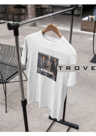 Resim Unısex Kadın Erkek Narcos Kolpaçino %100 Pamuk Baskılı Siyah Beyaz T-shirt Beyaz 