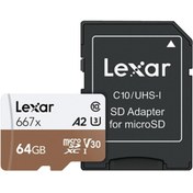 Resim Lexar 64gb Professional 667x Uhs-ı C10 U3 V30 A2 Microsd Hafıza Kartı Siyah 