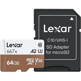 Resim Lexar 64gb Professional 667x Uhs-ı C10 U3 V30 A2 Microsd Hafıza Kartı Siyah 