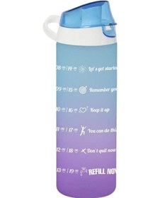 Resim 0,75 Lt Çift Renk Boyalı Ölçü Baskılı Matara-mavi Çok Renkli Plastik Diğer 