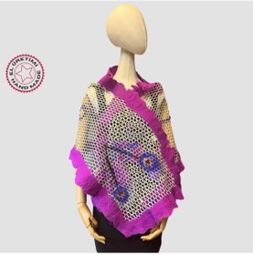 Resim Uretti - Tülin 3528 - El Yapımı Dantel Kumaş Üzerine Islak Keçe Çalışması Çok Amaçlı Örtü / Şal / Runner - 47 X 184 Cm Mor 