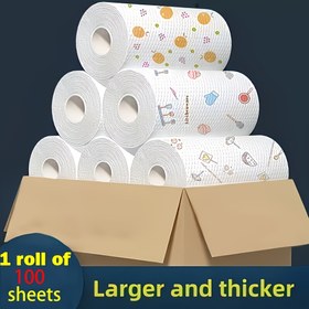 Resim 1 Rulo 100 Sayfa Yeniden Kullanılabilir Mutfak Havluları - Ultra-Yumuşak Mikrofiber Mutfak, Banyo, Açık Hava Kullanımı İçin İdeal - Noel Partisi Temizliği ve Hediyeleri İçin Mükemmel, Banyo Gereksinimleri | Dekoratif Havlular | Yeniden Kullanılabilir Havlular 