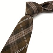 Resim 6cm/2.36 inç Vintage Plaid Kravat - Kahverengi ve Beyaz Kontrol Deseni, Mezuniyet, İş Gündelik Kıyafeti ve Beyaz Gömleklerle Birleştirme için Mükemmel | Klasik Kravat Tasarımı | Dokuma Dokulu 