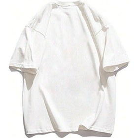Resim Unisex Beyaz Oversize Emaggie Baskılı Örme T-shirt Beyaz-55798 