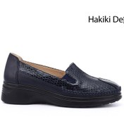 Resim Gönderi R Lacivert Krako Dolgu Taban Hakiki Deri Comfort Ayakkabı Lacivert 