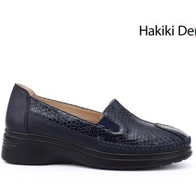 Resim Gönderi R Lacivert Krako Dolgu Taban Hakiki Deri Comfort Ayakkabı Lacivert 