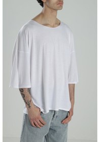 Resim Cocopelli Fakir Kol Beyaz Oversize Viscon T-shirt Coc2269 Beyaz 