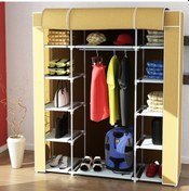 Resim Dzgn Home Çift Yandan Raflı Plastik Bez Dolap Gardırop-bej 