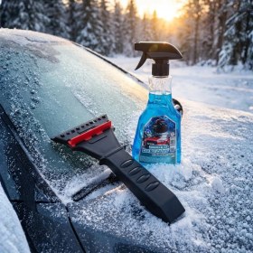 Resim Multi Trendy Araç Buz Kazıyıcı + Cam Buz Çözücü Sprey Seti 2’li Set Kış Ön Cam Kar Buz Temizleyici 